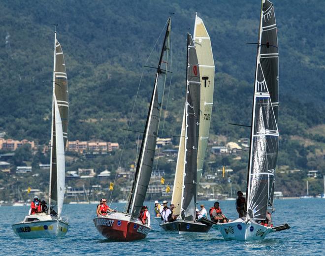 Sports boats heading out from the start with the  backdrop of Airlie Beach . - Abell Point Marina Airlie Beach Race Week &copy; Shirley Wodson